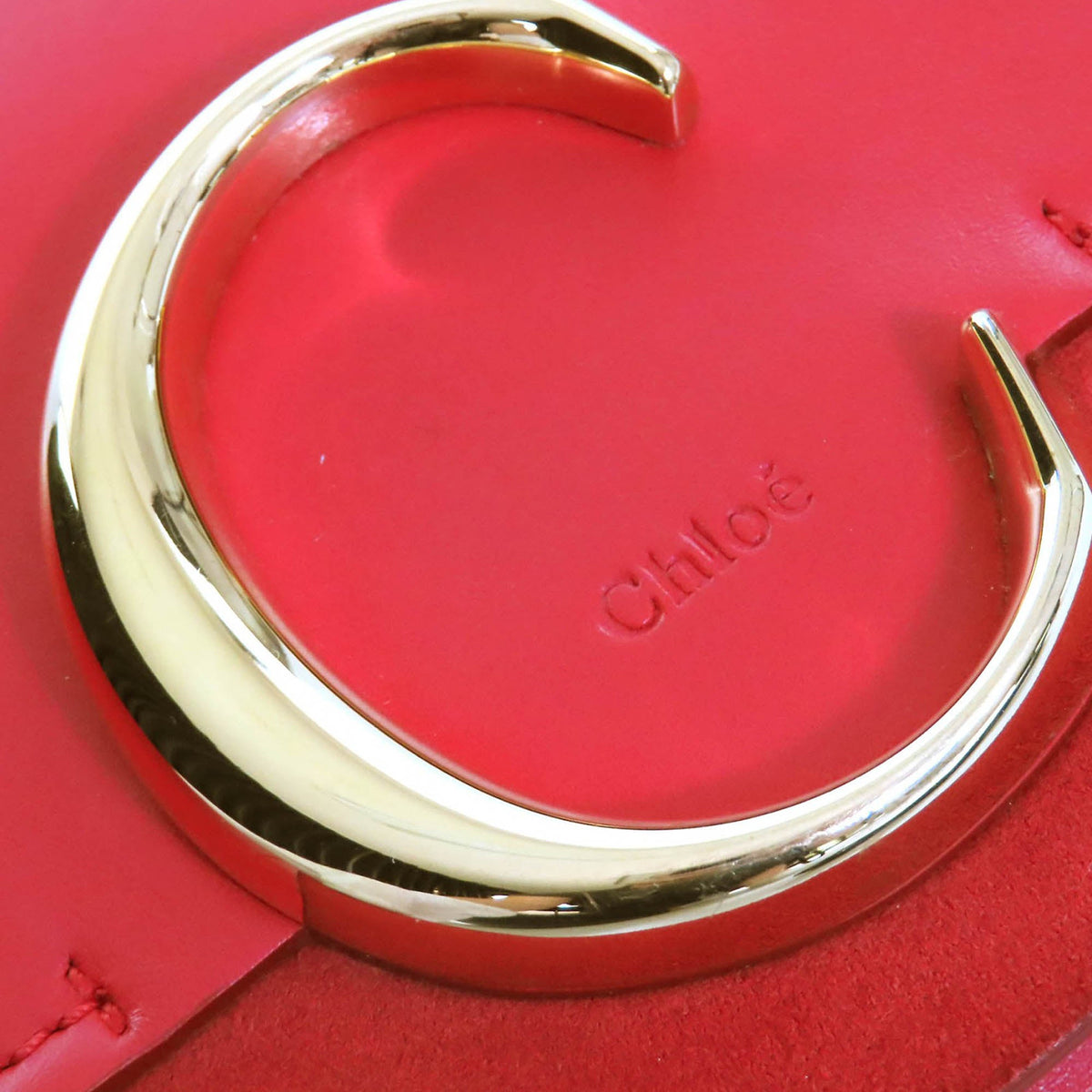 Chloé Mini Calfskin and Suede C Chain Crossbody