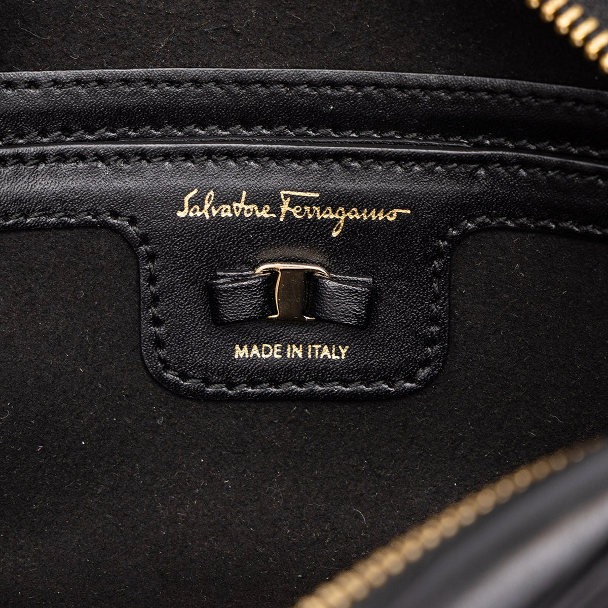 Ferragamo Smooth Calfskin Vara Bow Camera Bag — Black