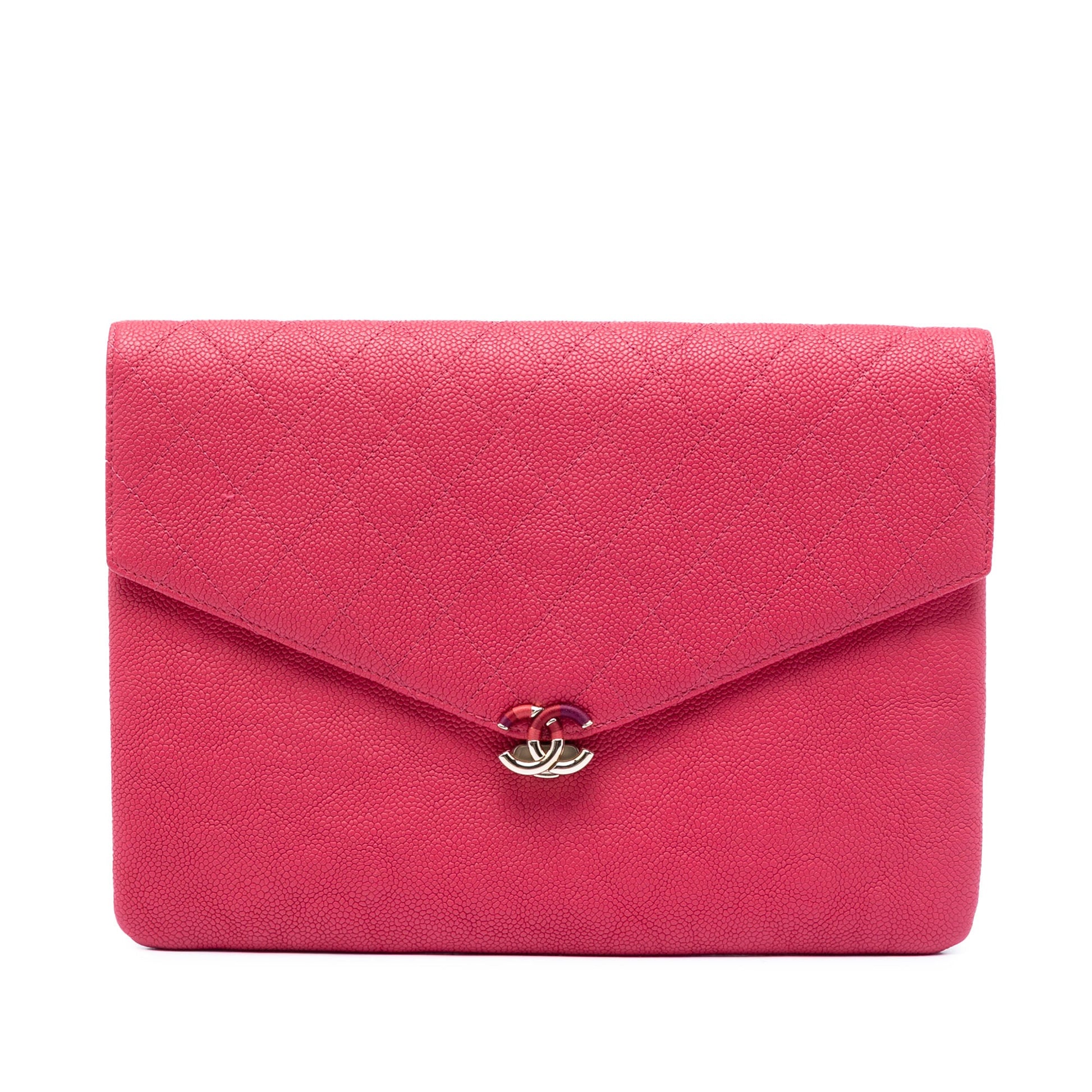 Chanel Paris Cuba Quilted Caviar Thread Around Envelope Clutch