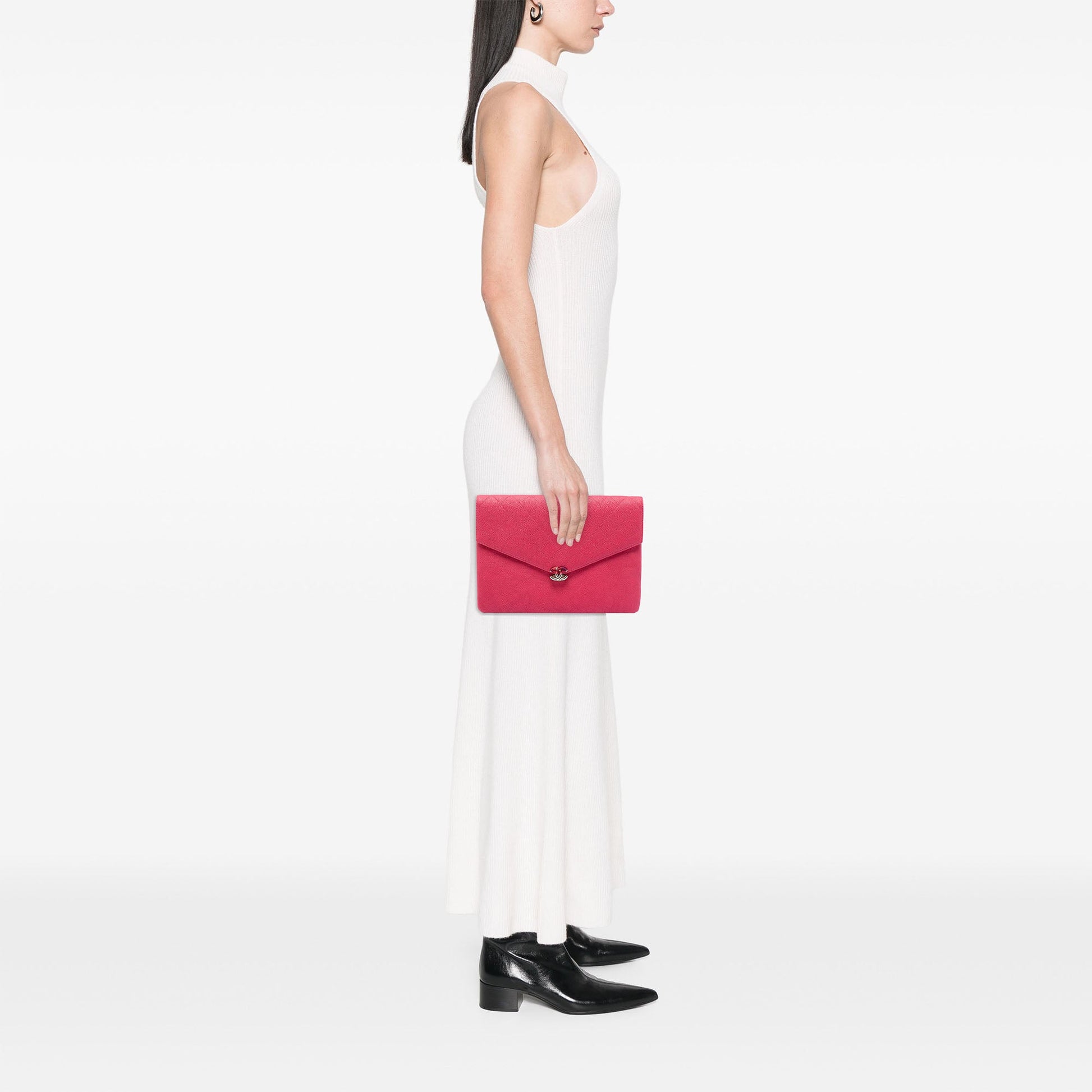 Chanel Paris Cuba Quilted Caviar Thread Around Envelope Clutch