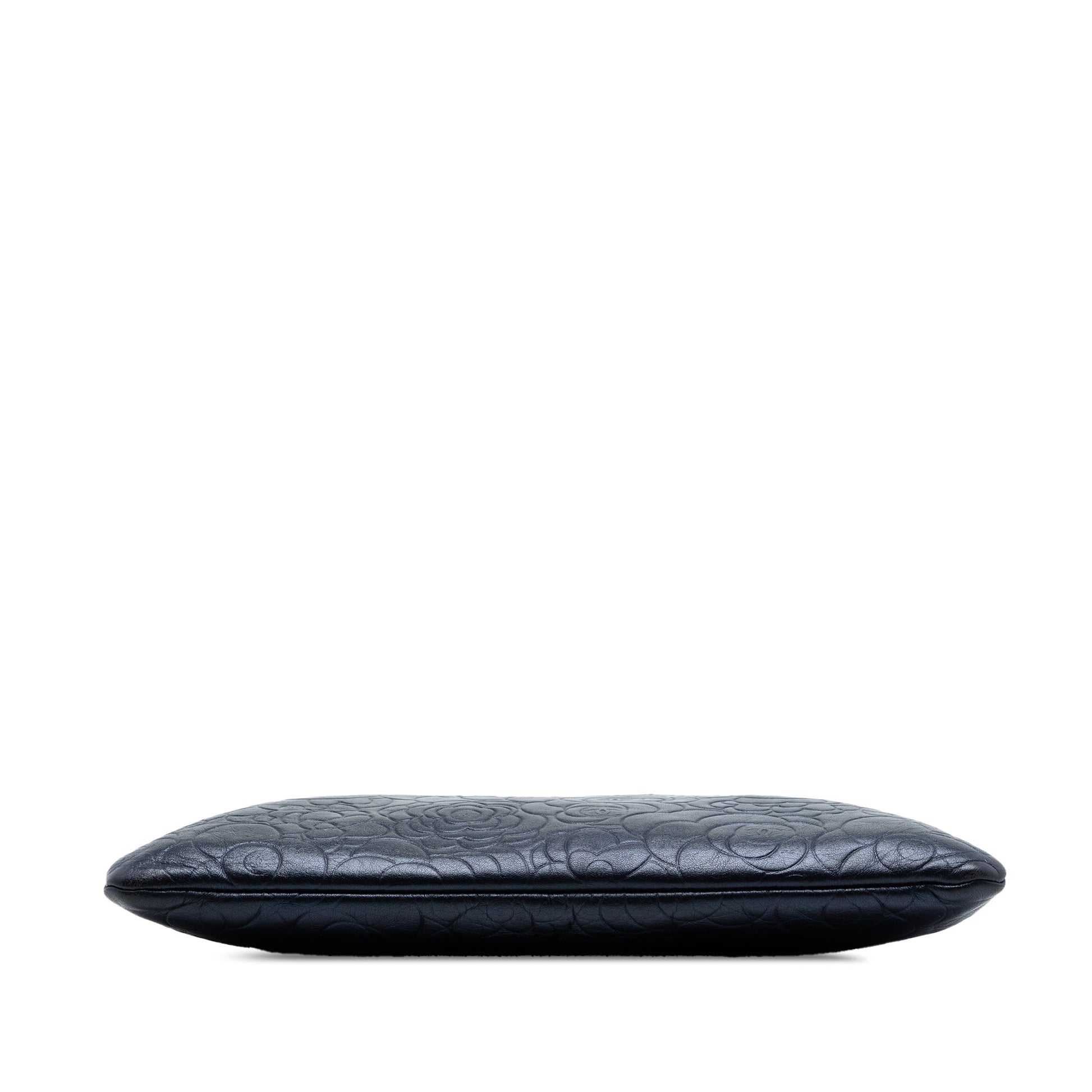 Chanel Large Embossed Lambskin Camellia O Case Clutch
