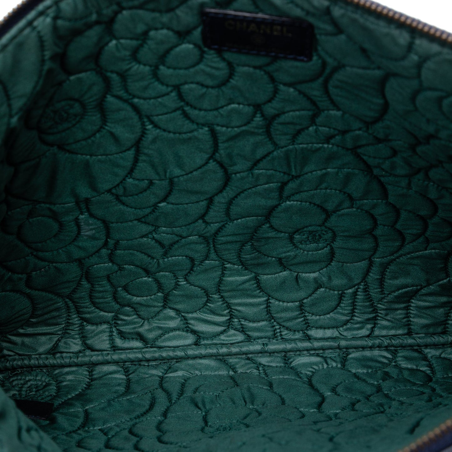 Chanel Large Embossed Lambskin Camellia O Case Clutch