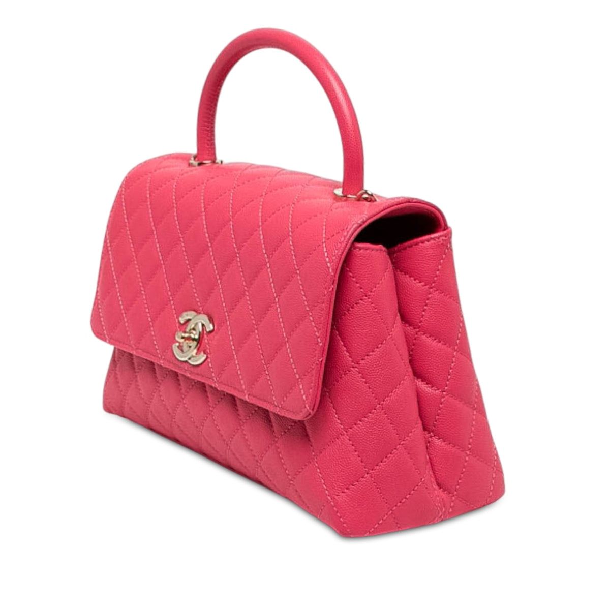 Chanel Small Quilted Caviar Coco Top Handle Bag — Pink