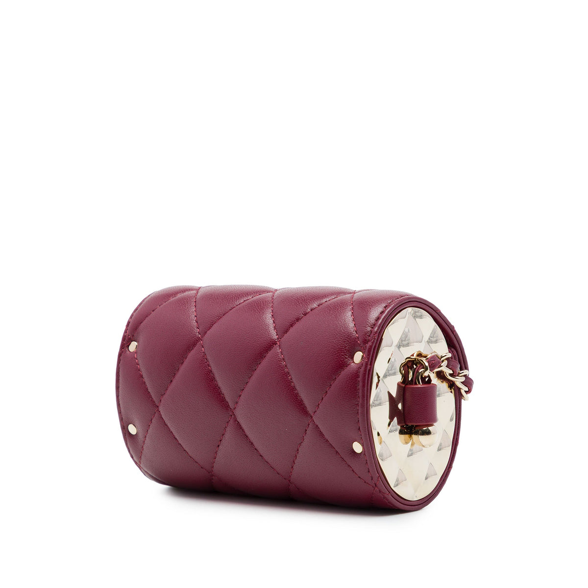 Chanel Quilted Lambskin Box Of Secrets Card Holder With Chain — Red