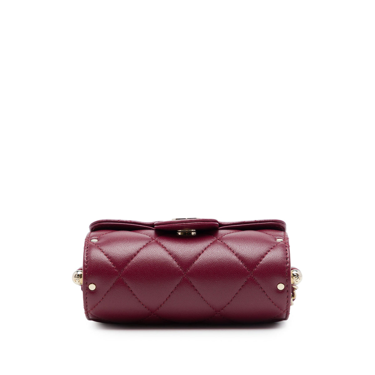 Chanel Quilted Lambskin Box Of Secrets Card Holder With Chain — Red