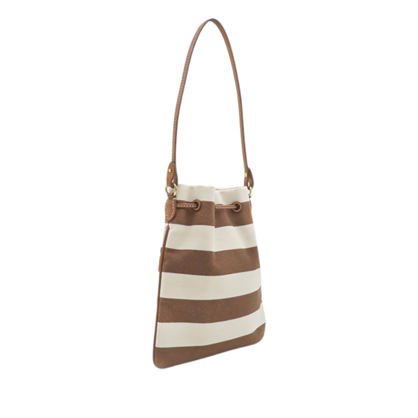 Miu Miu Striped Canvas Logo Drawstring Handbag