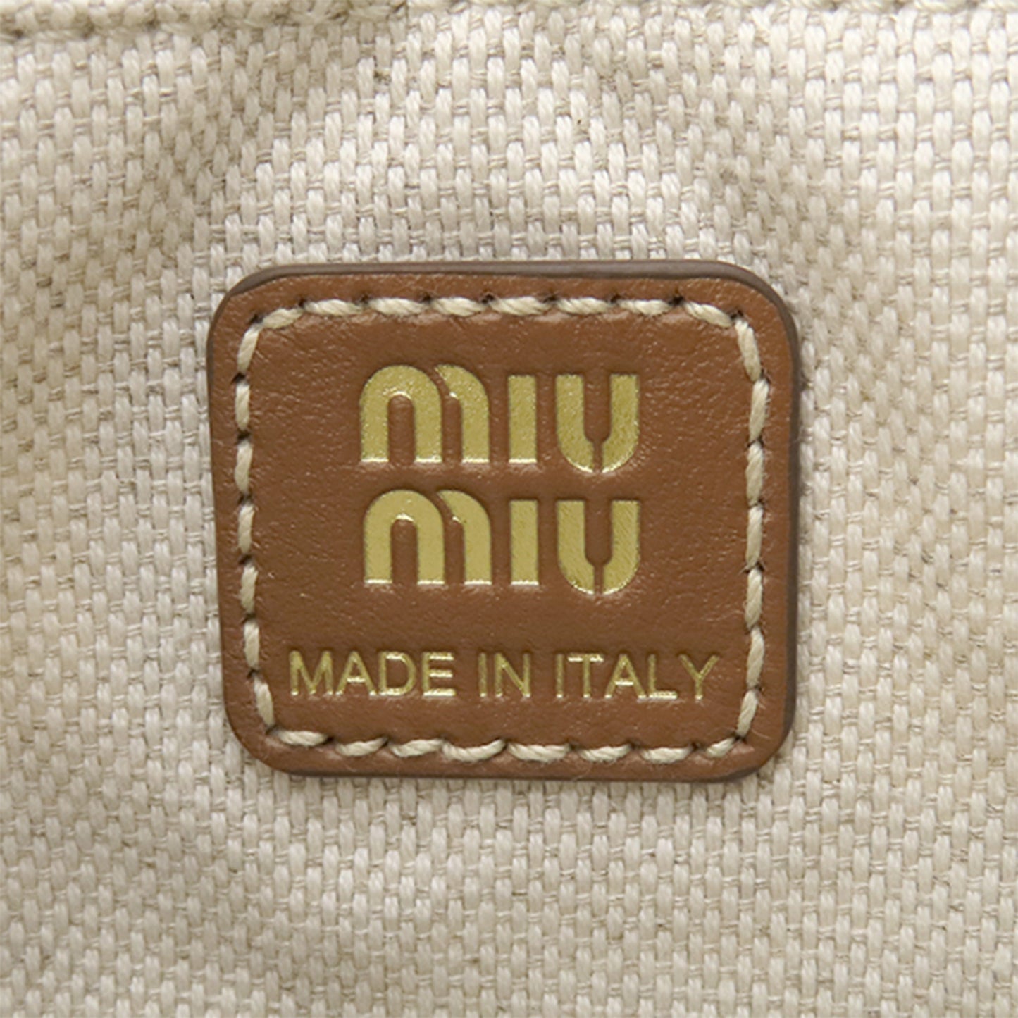 Miu Miu Striped Canvas Logo Drawstring Handbag