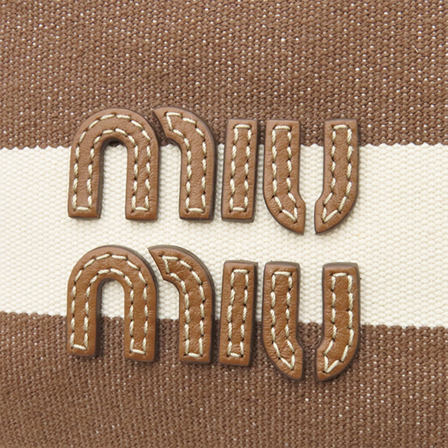 Miu Miu Striped Canvas Logo Drawstring Handbag