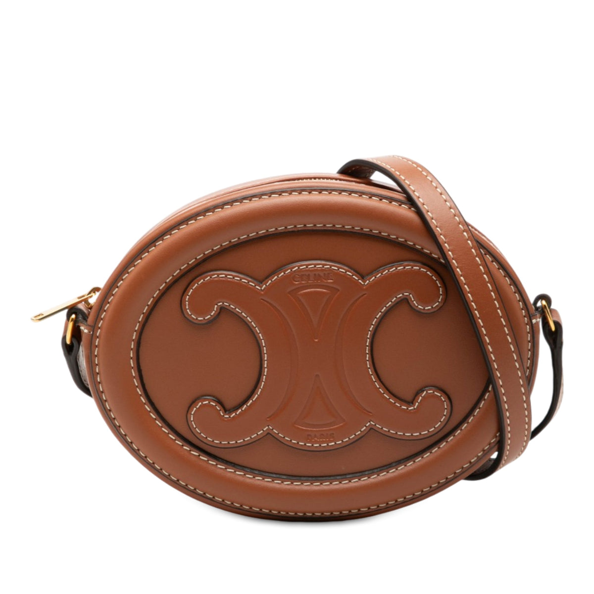 Celine Small Calfskin Cuir Triomphe Oval Crossbody
