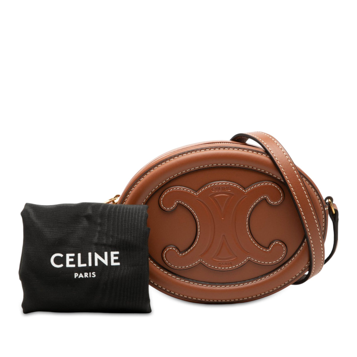 Celine Small Calfskin Cuir Triomphe Oval Crossbody