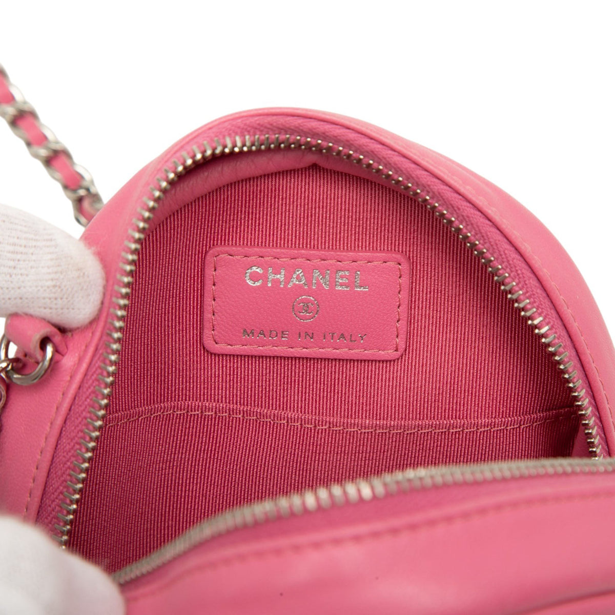 Chanel CC Quilted Lambskin Round Clutch With Chain