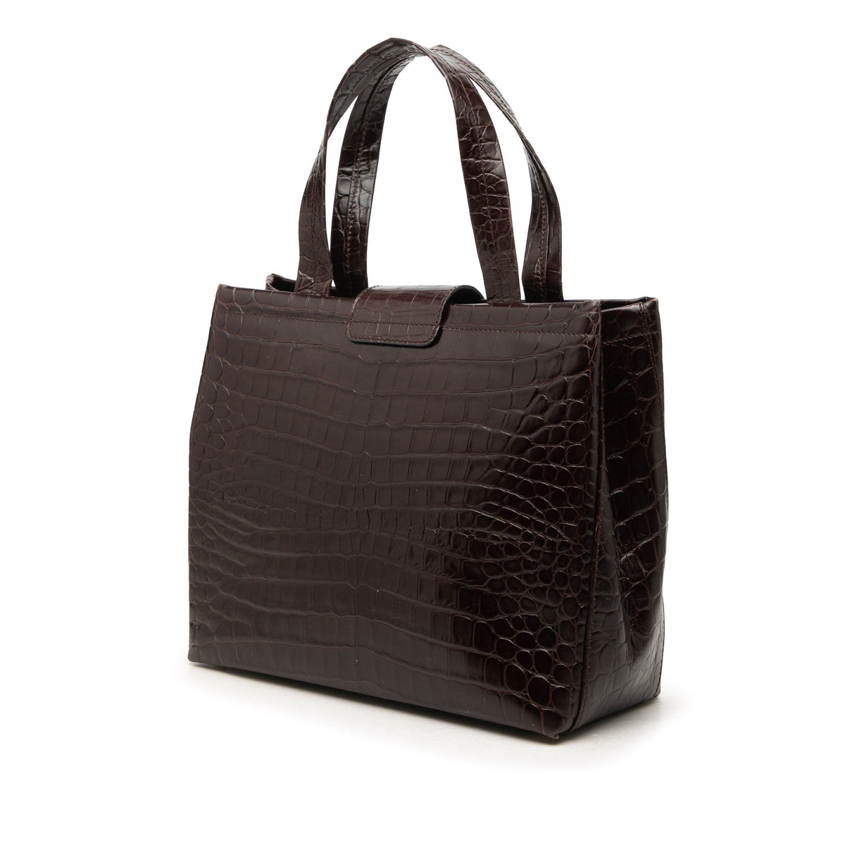 Ferragamo Croc Embossed Leather Vara Bow Handbag