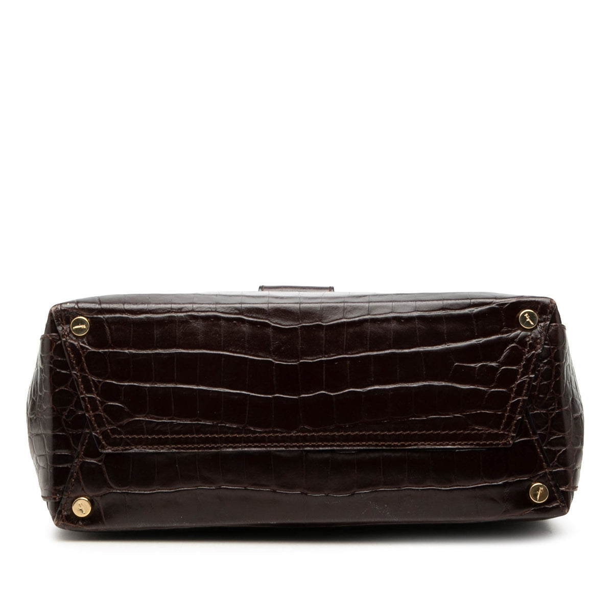 Ferragamo Croc Embossed Leather Vara Bow Handbag