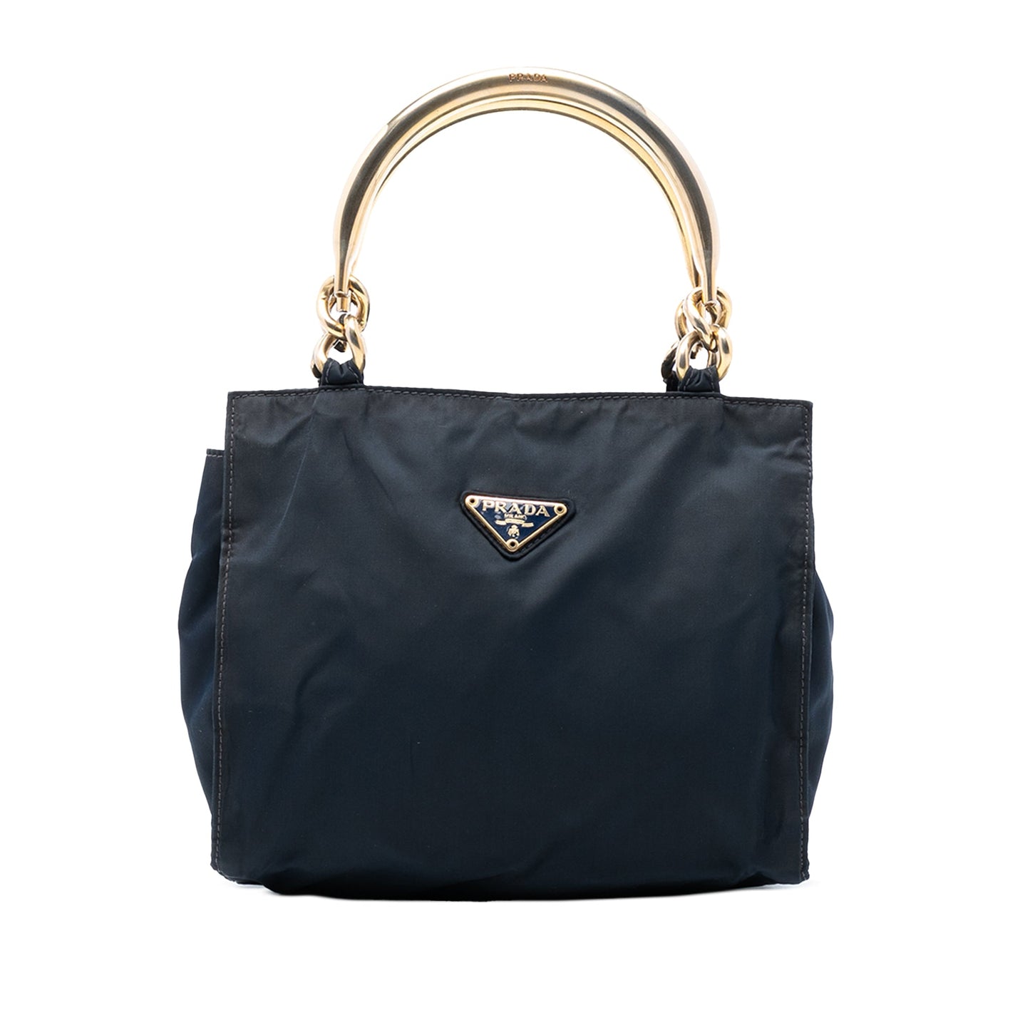 Prada Tessuto Metal Handle Bag