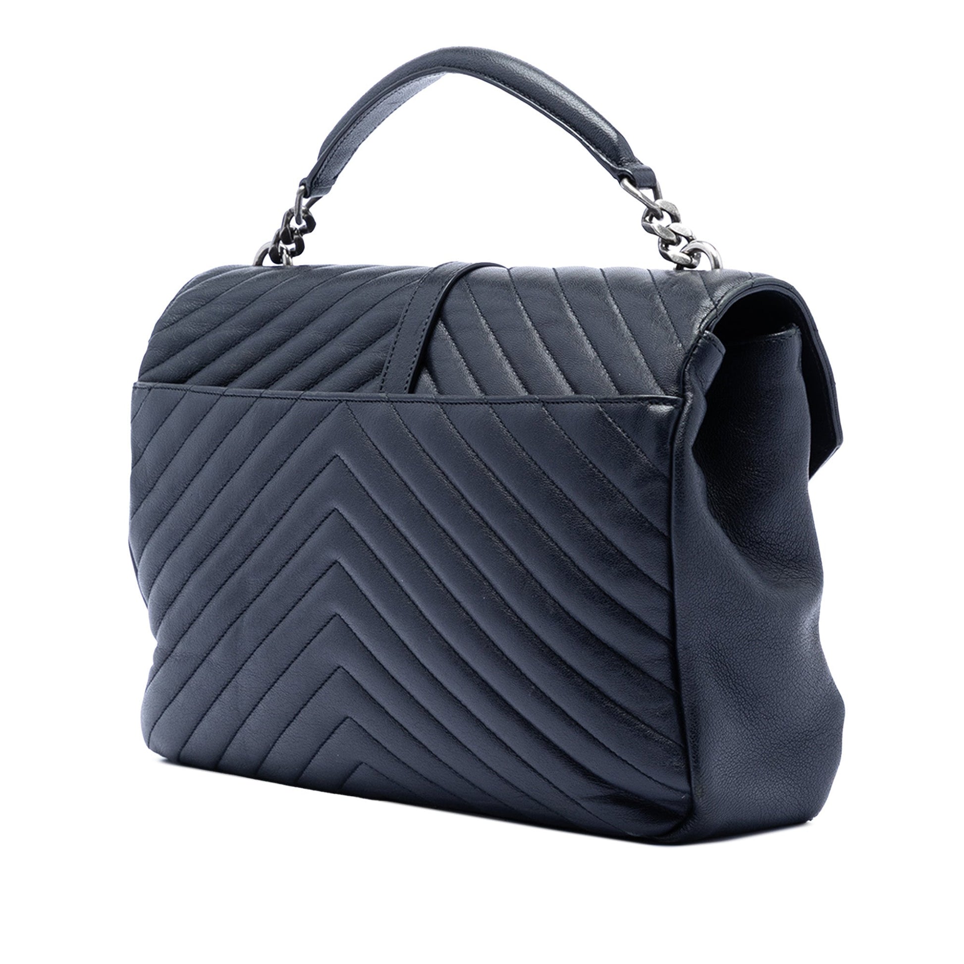 Saint Laurent Large Chevron Sheepskin Monogram College Satchel