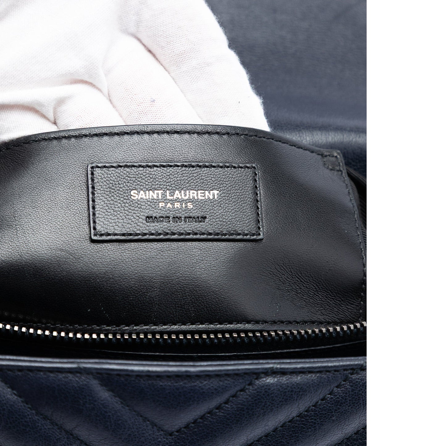 Saint Laurent Large Chevron Sheepskin Monogram College Satchel