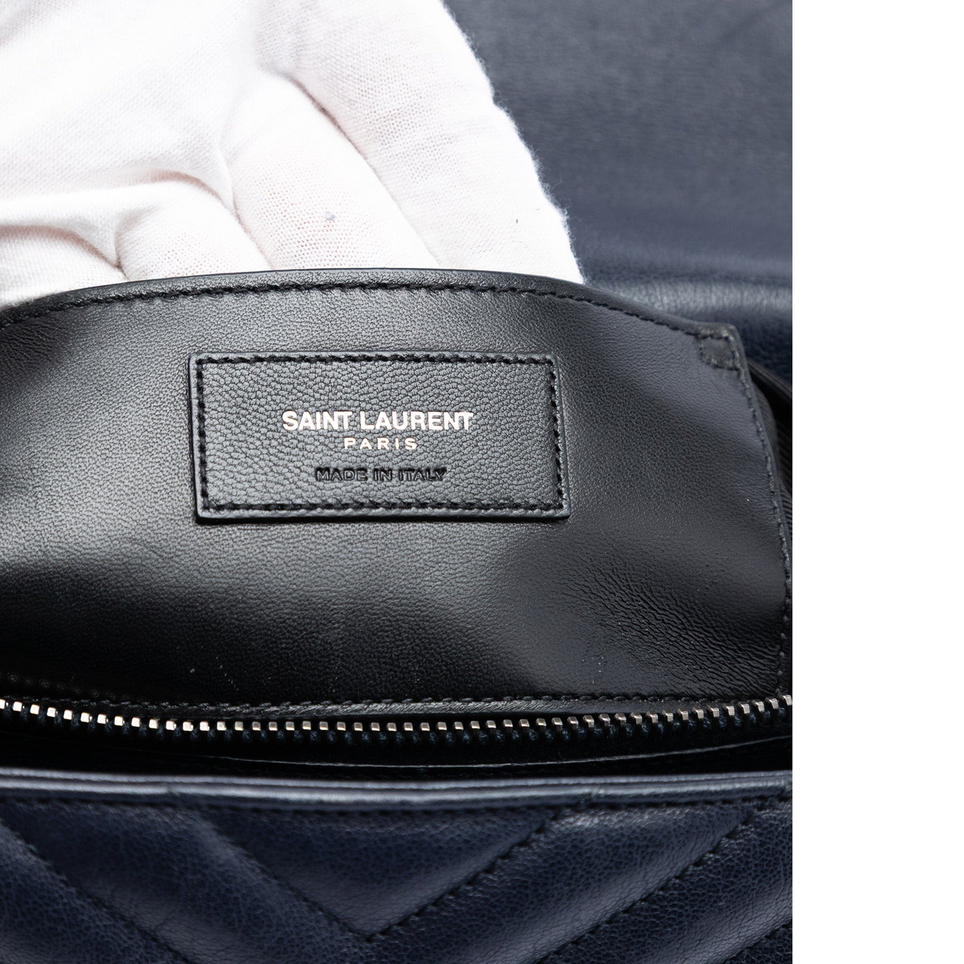 Saint Laurent Large Chevron Sheepskin Monogram College Satchel