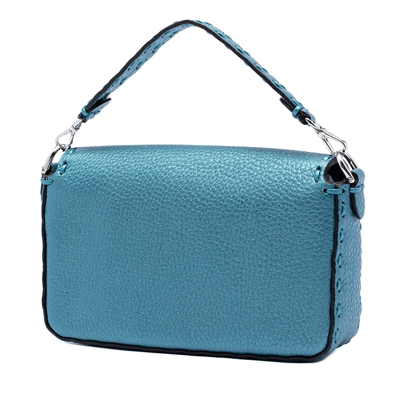 Fendi Mini Metallic Leather Selleria Baguette Satchel
