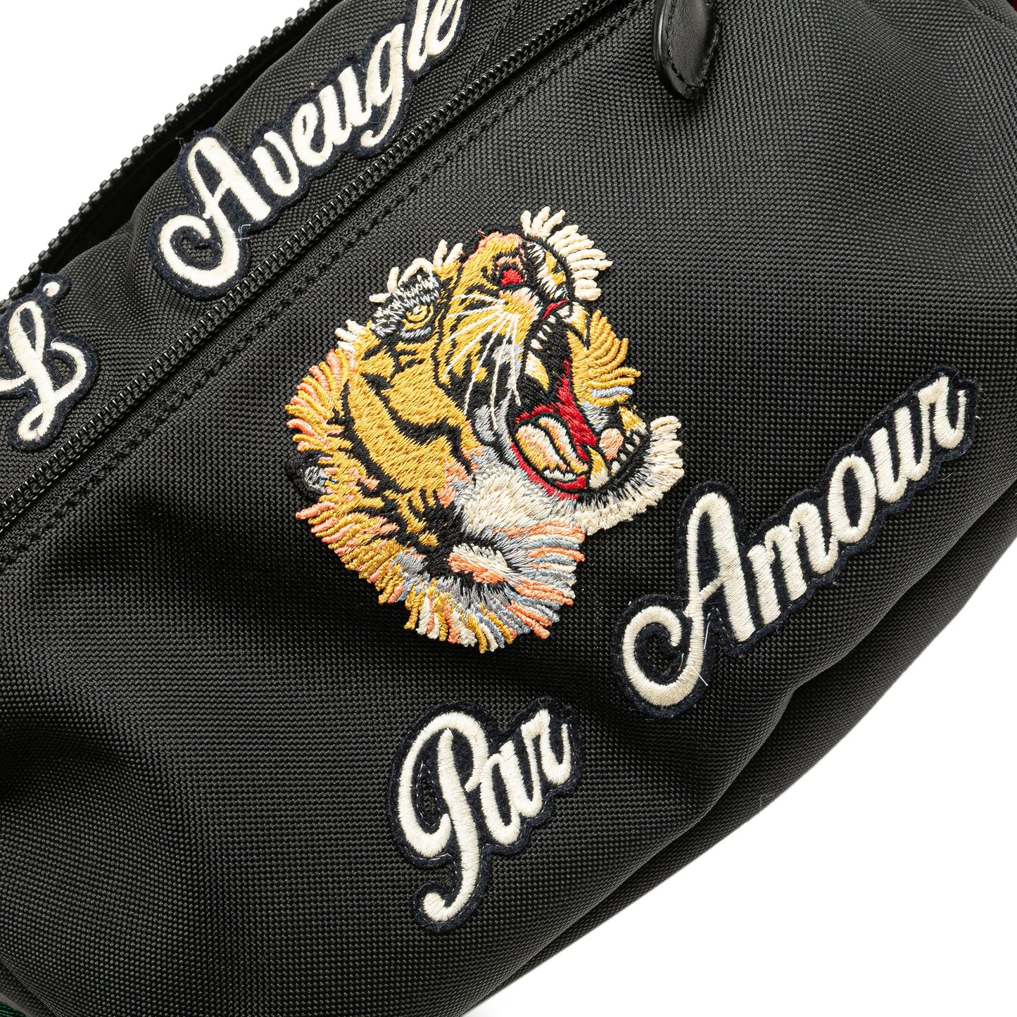 Gucci Techno Canvas Web L Aveugle Par Amour Embroidered Belt Bag