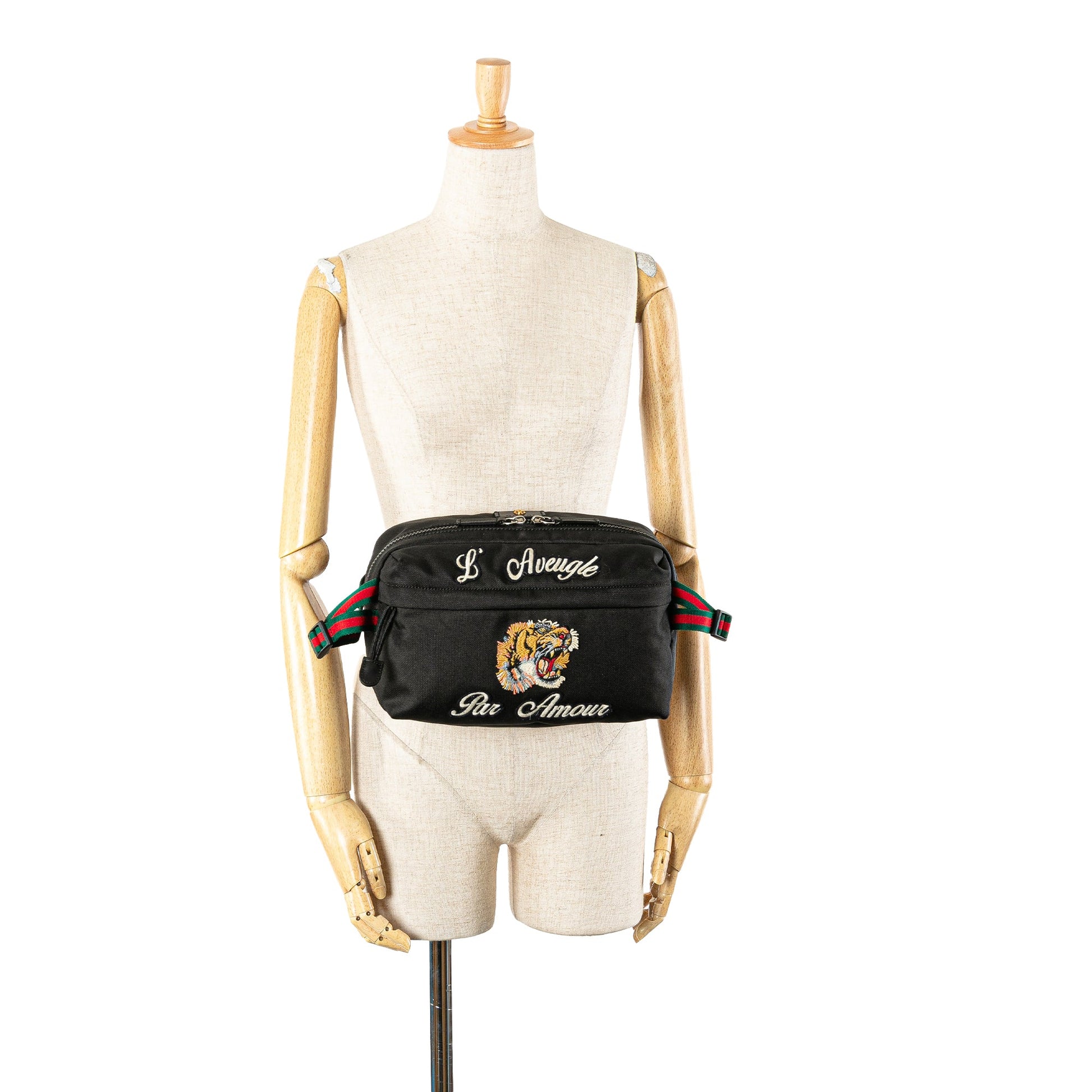 Gucci Techno Canvas Web L Aveugle Par Amour Embroidered Belt Bag
