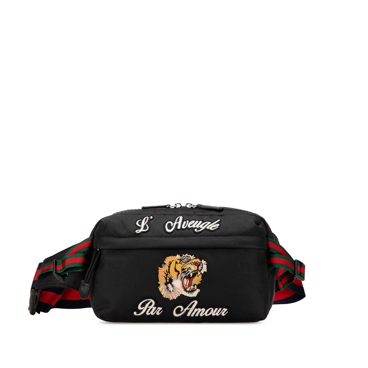 Gucci Techno Canvas Web L Aveugle Par Amour Embroidered Belt Bag