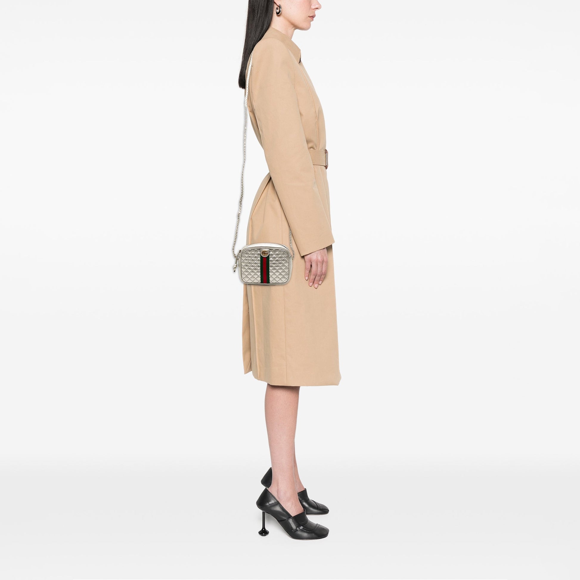Gucci Mini Quilted Leather Web Trapuntata Crossbody