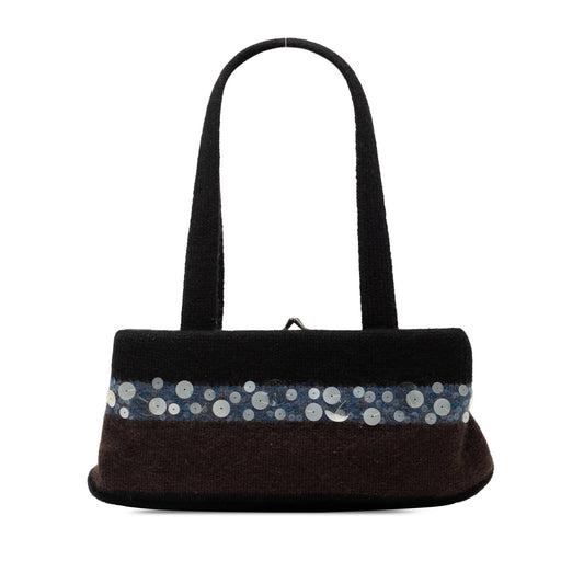 Bottega Veneta Wool and Sequin Embellished Clasp Shoulder Bag
