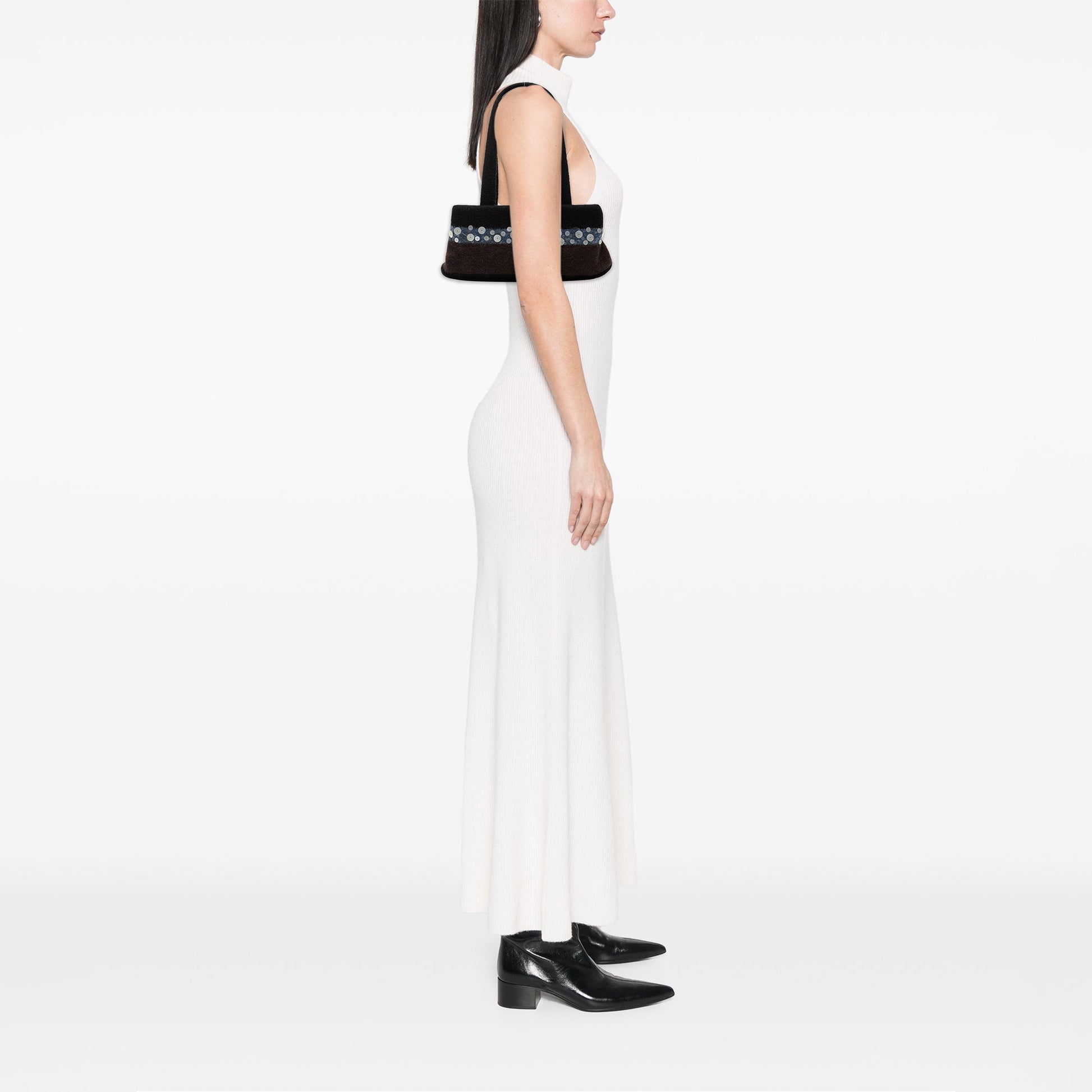 Bottega Veneta Wool and Sequin Embellished Clasp Shoulder Bag