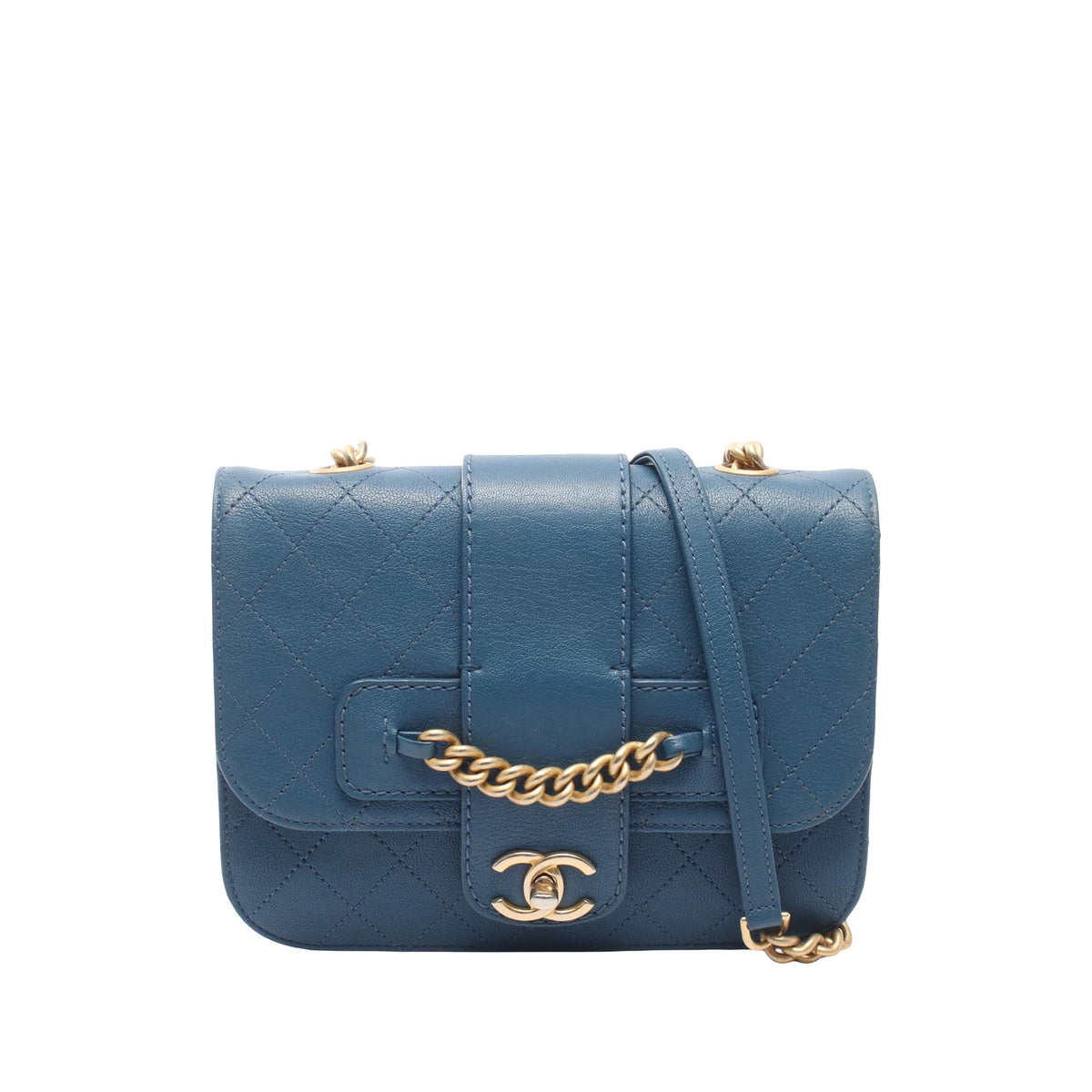 Chanel Small Quilted Sheepskin Front Chain Flap