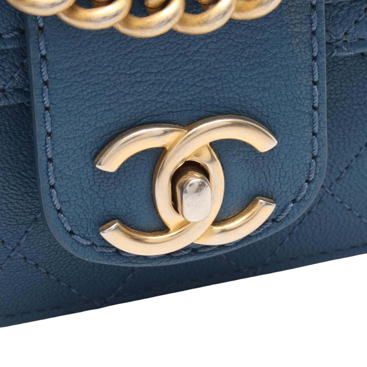 Chanel Small Quilted Sheepskin Front Chain Flap