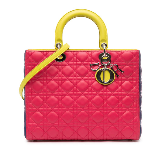 Dior Large Tricolor Lambskin Cannage Lady Dior