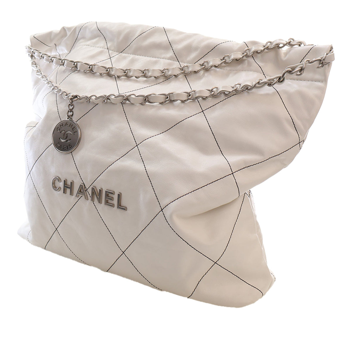 Chanel Small Quilted Shiny Calfskin 22 Handbag