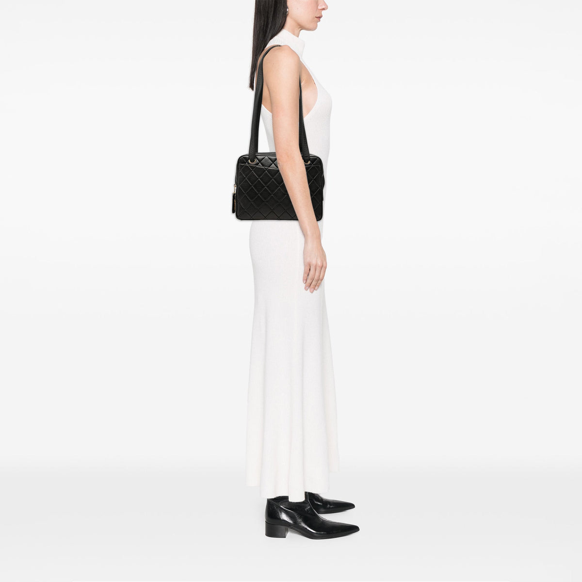 Chanel Quilted Lambskin Shoulder Bag — Black