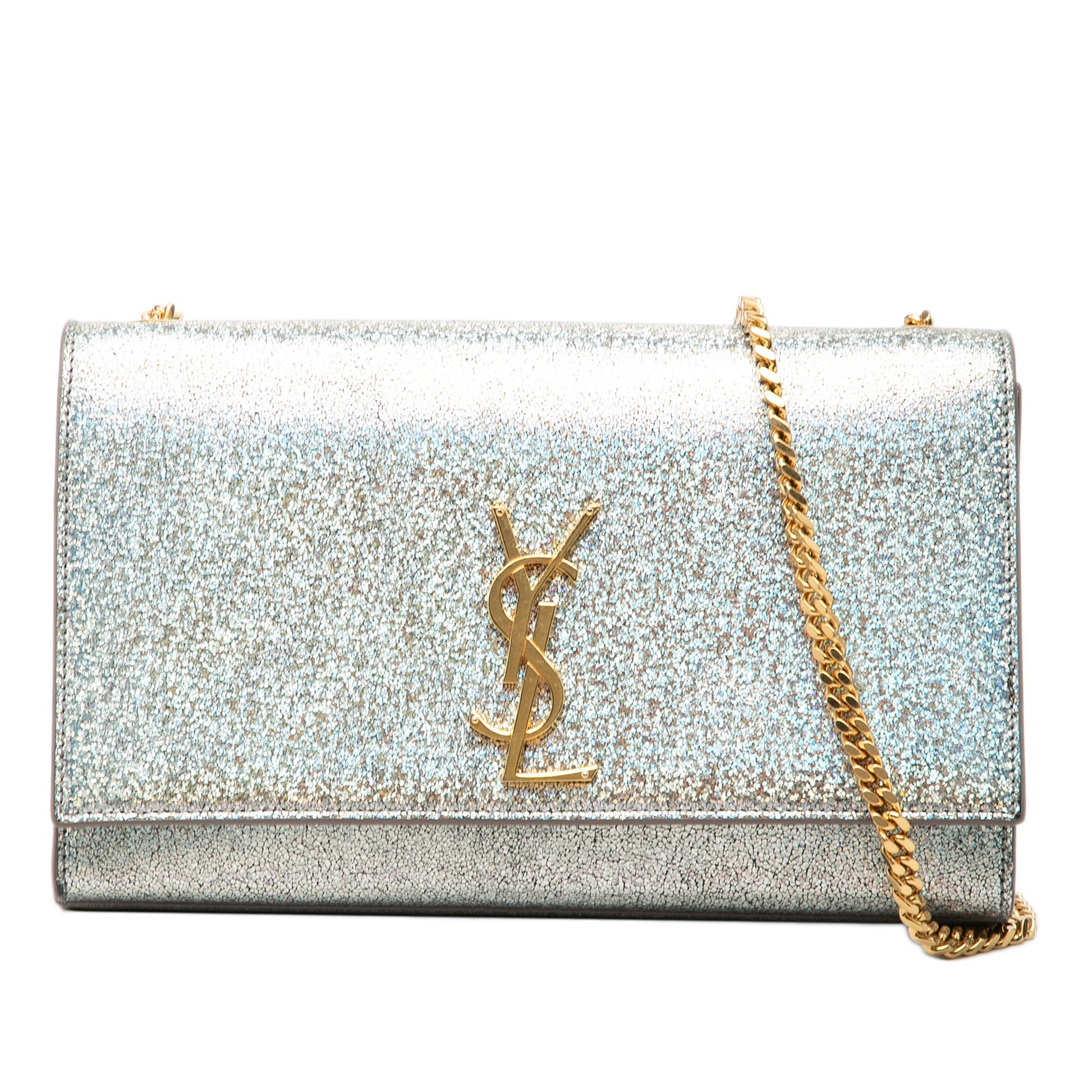 Saint Laurent Medium Metallic Calfskin Classic Monogram Kate Crossbody