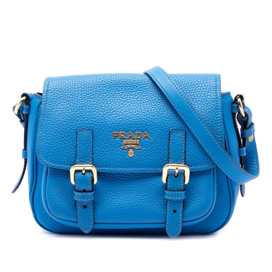 Prada Vitello Daino Double Buckle Messenger Bag