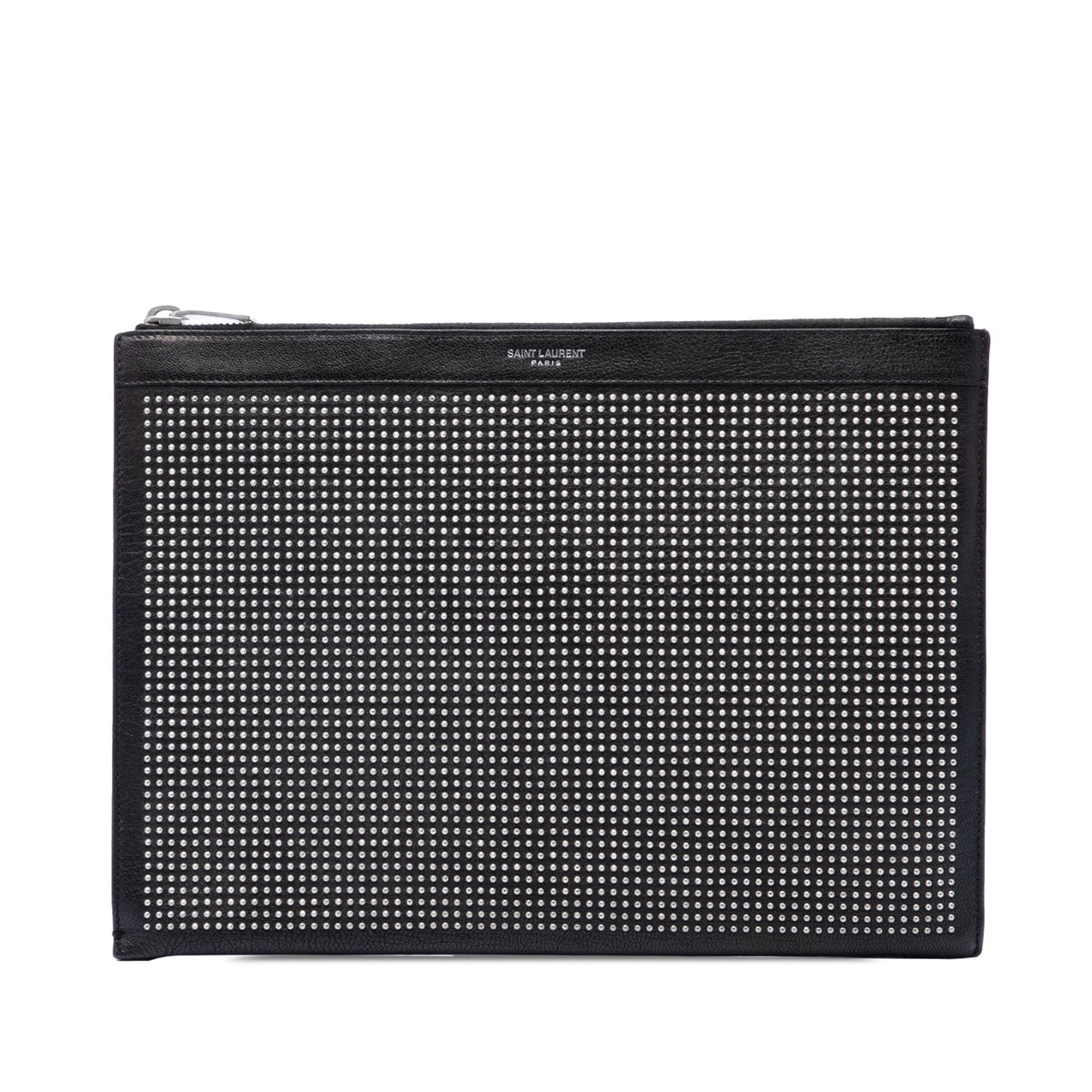 Saint Laurent Studded Leather Clutch — Black