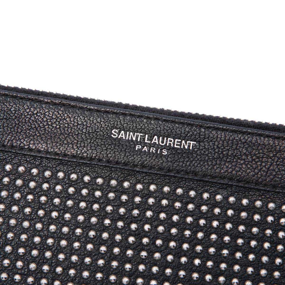 Saint Laurent Studded Leather Clutch — Black