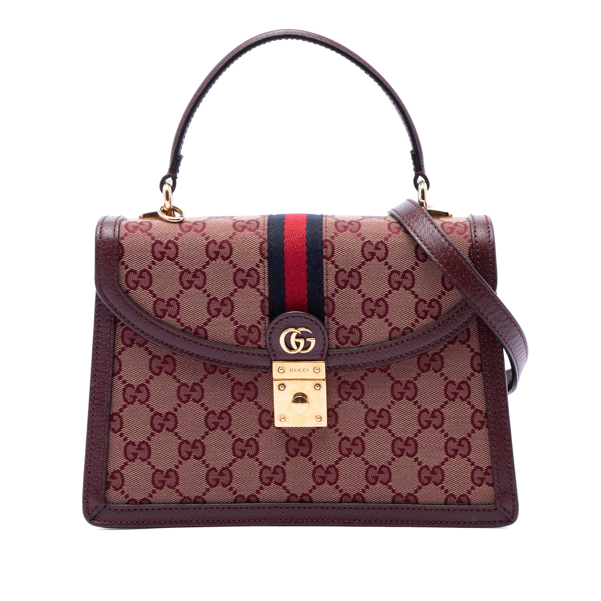 Gucci Small GG Canvas Web Ophidia Top Handle Flap