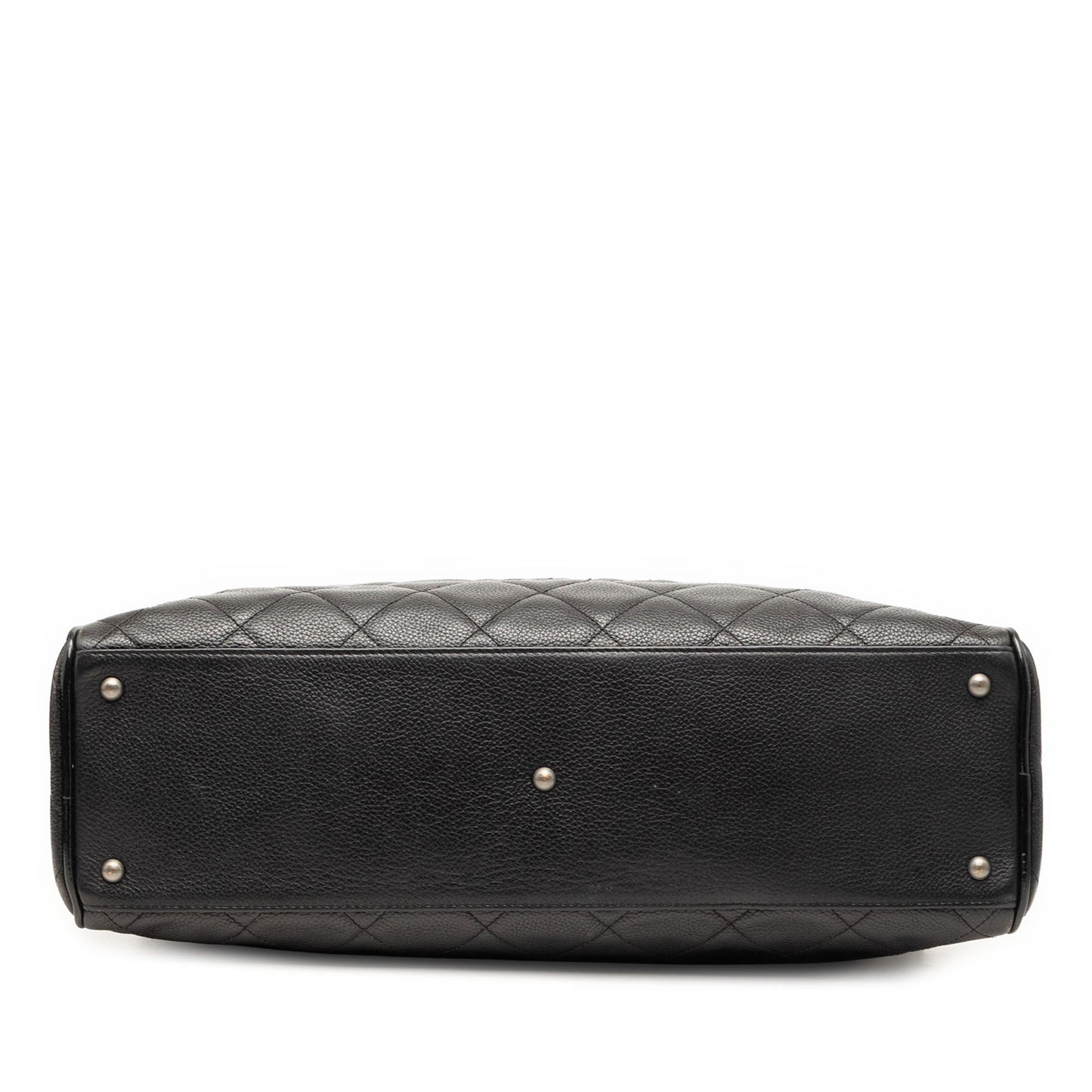 Chanel Large Quilted Caviar and Patent Logo Bowler Bag