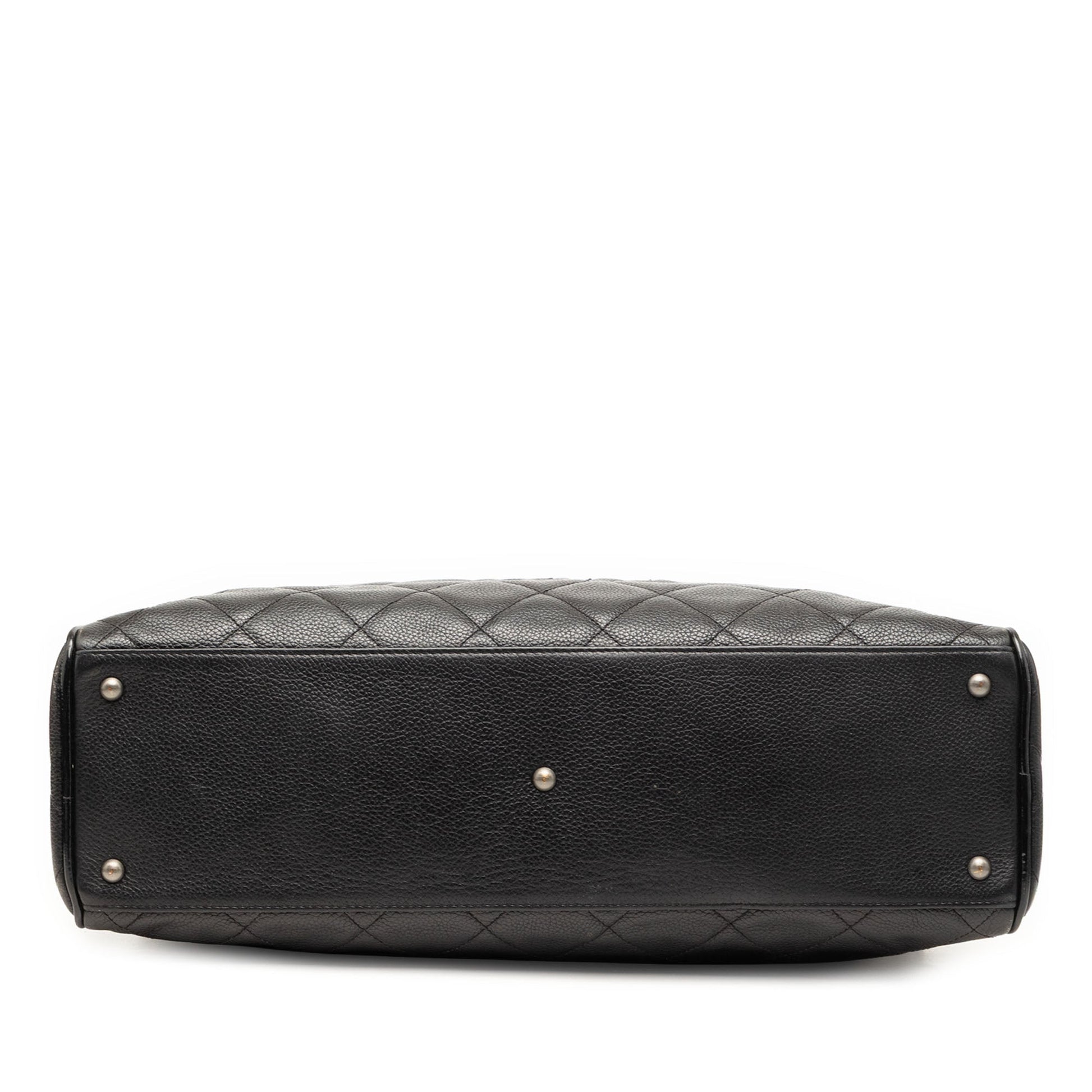 Chanel Large Quilted Caviar and Patent Logo Bowler Bag