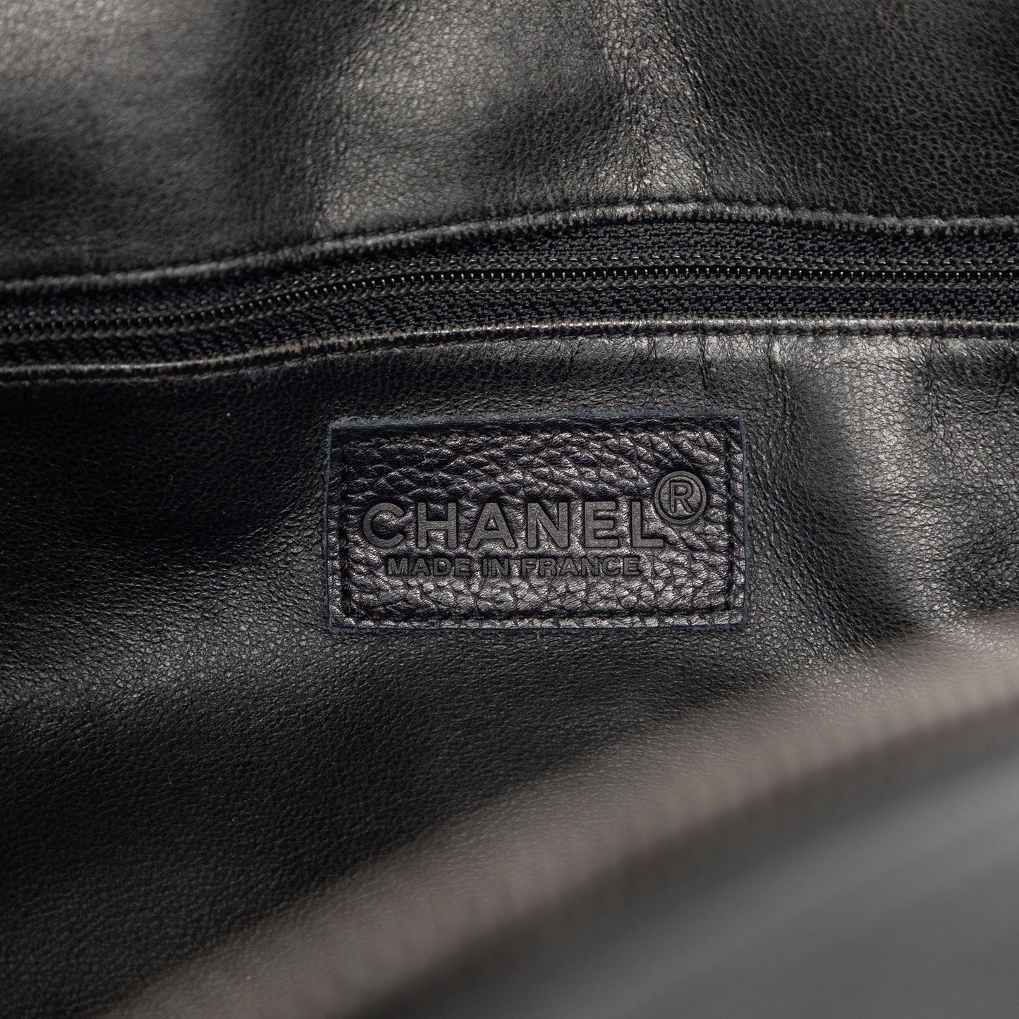 Chanel Large Quilted Caviar and Patent Logo Bowler Bag