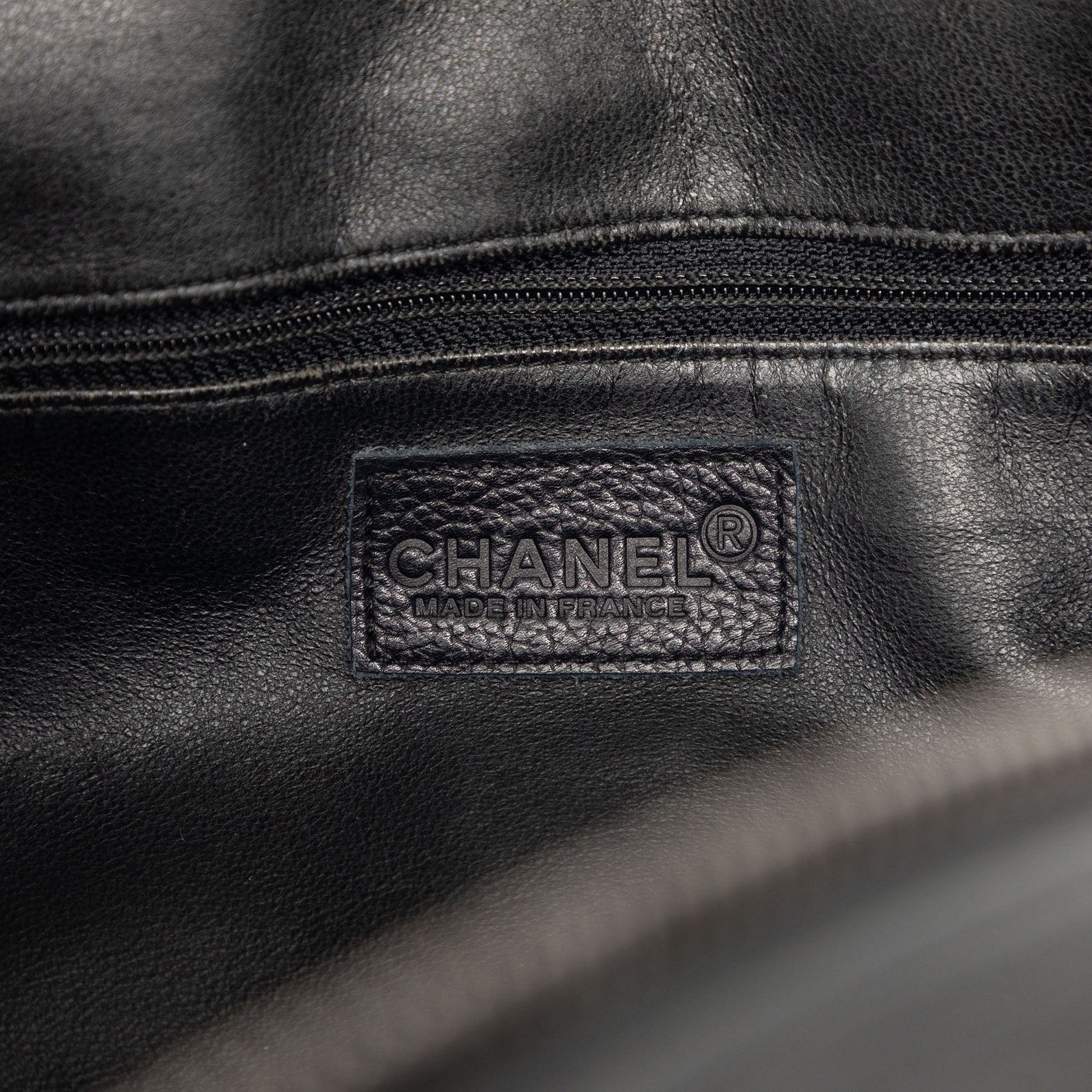 Chanel Large Quilted Caviar and Patent Logo Bowler Bag