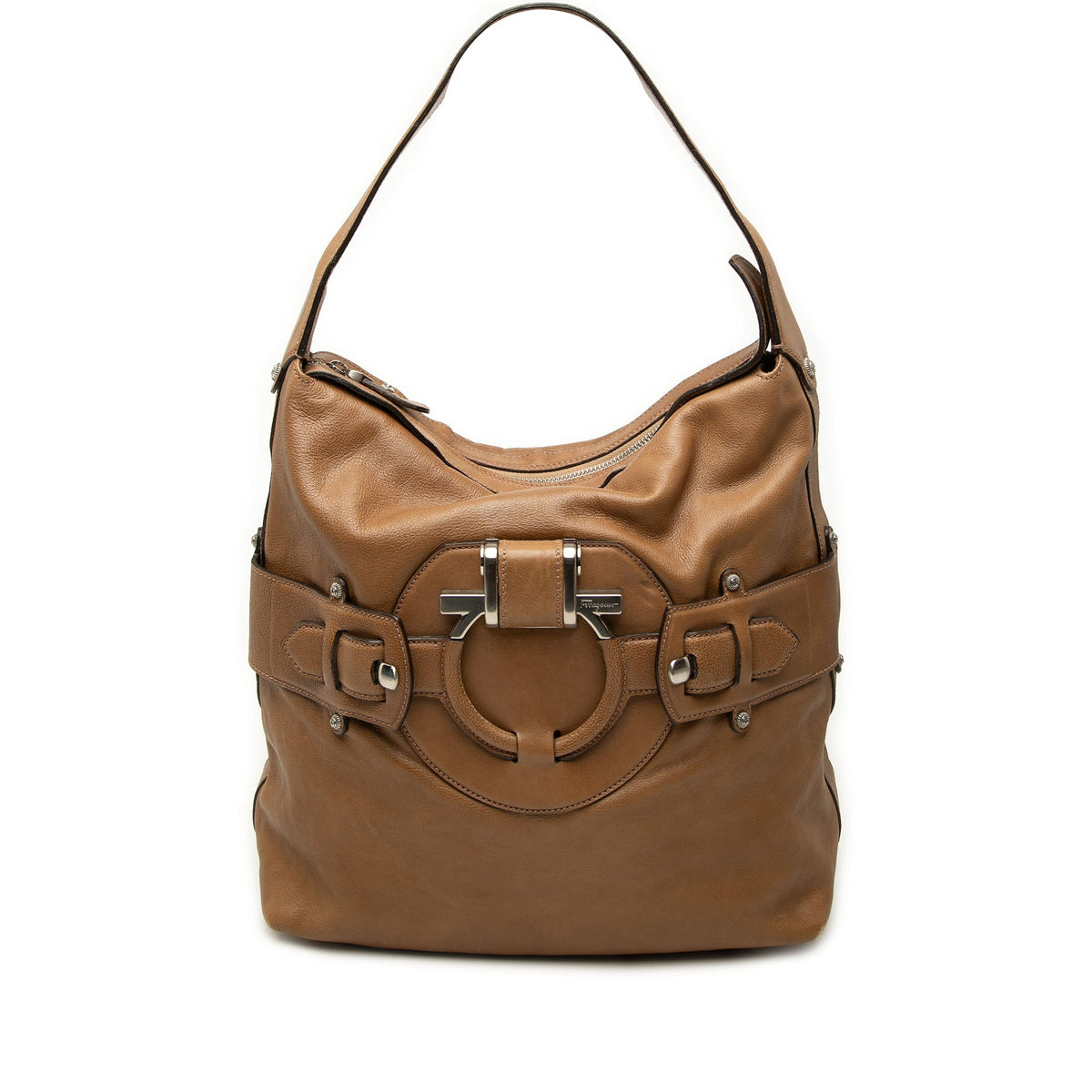 Ferragamo Calfskin Gancini Shoulder Bag