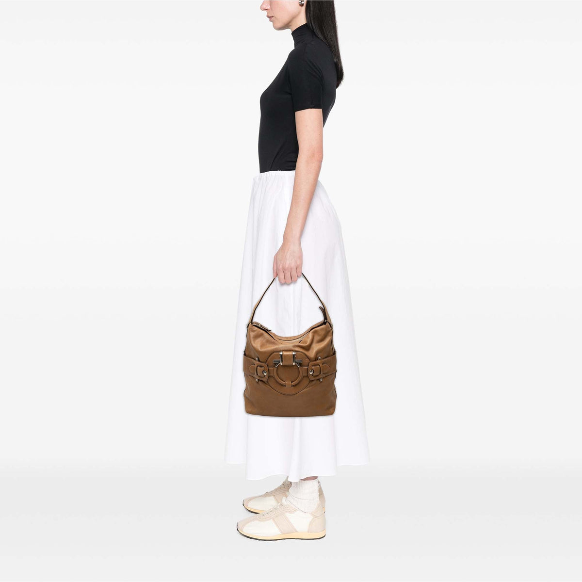 Ferragamo Calfskin Gancini Shoulder Bag