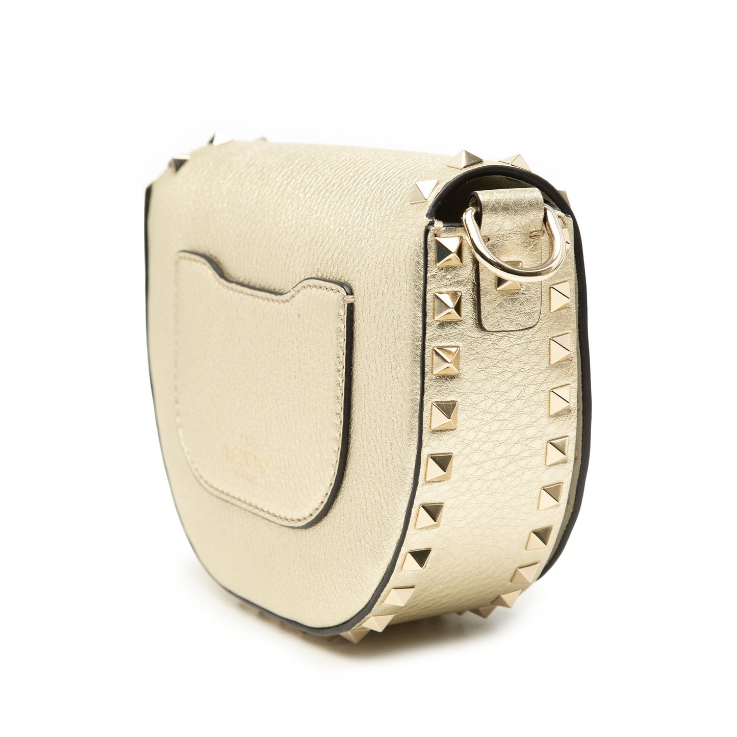 Valentino Metallic Grained Calfskin Rockstud Saddle Crossbody