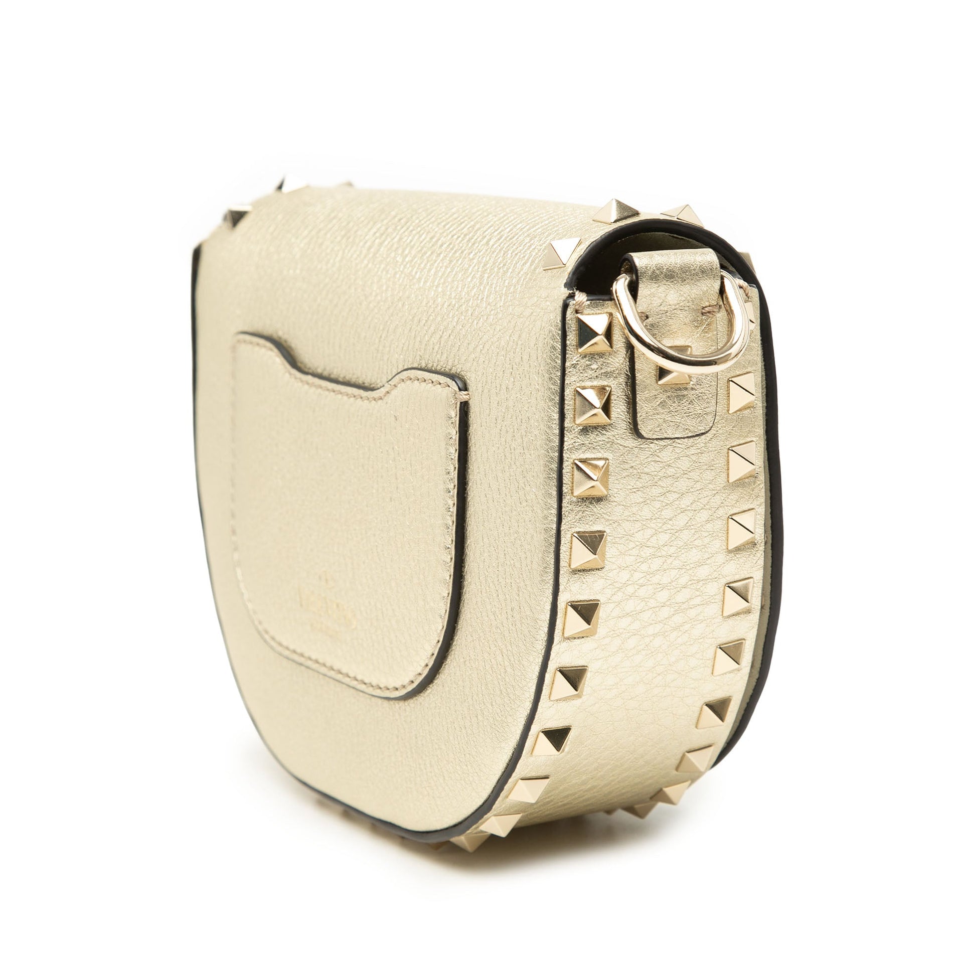 Valentino Metallic Grained Calfskin Rockstud Saddle Crossbody