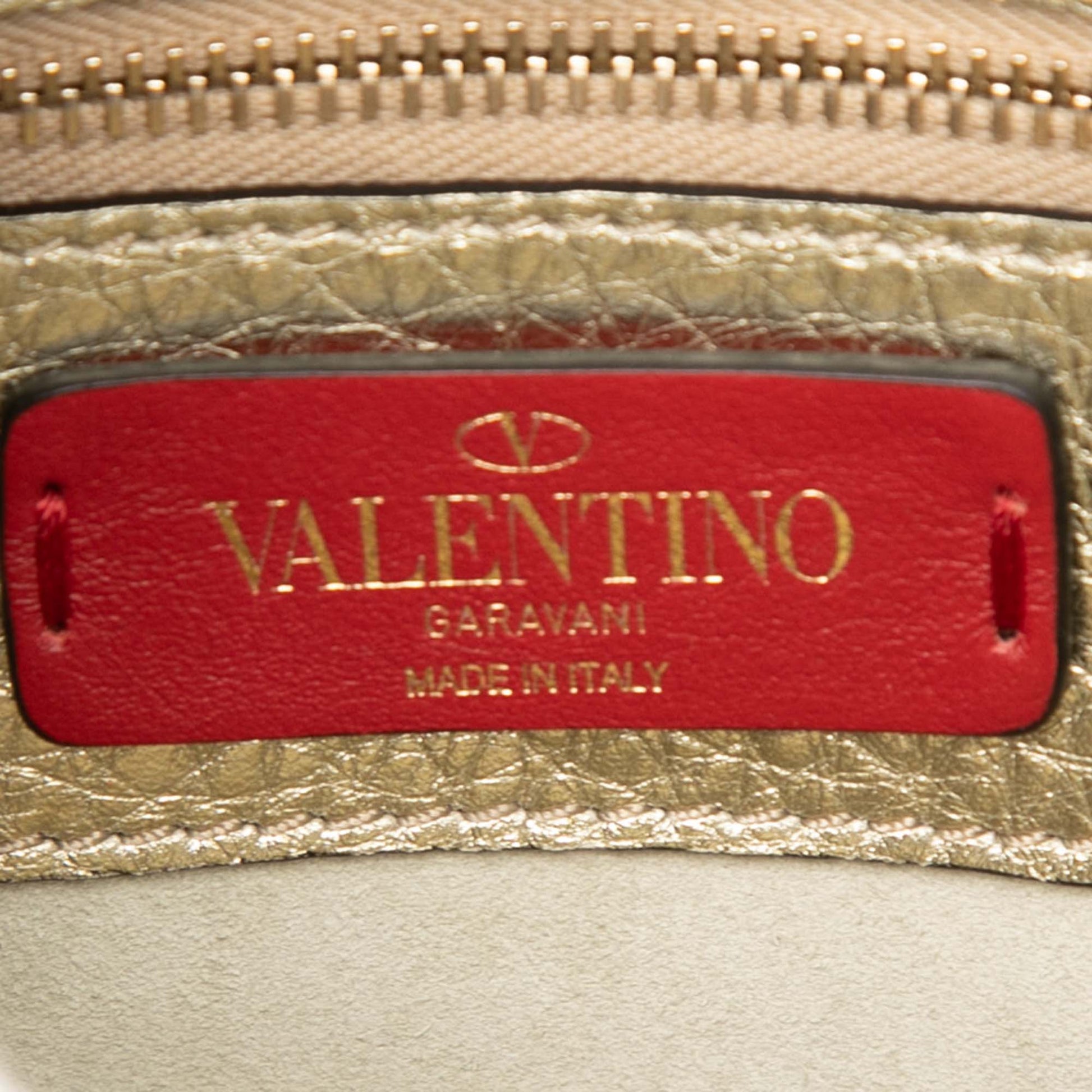 Valentino Metallic Grained Calfskin Rockstud Saddle Crossbody