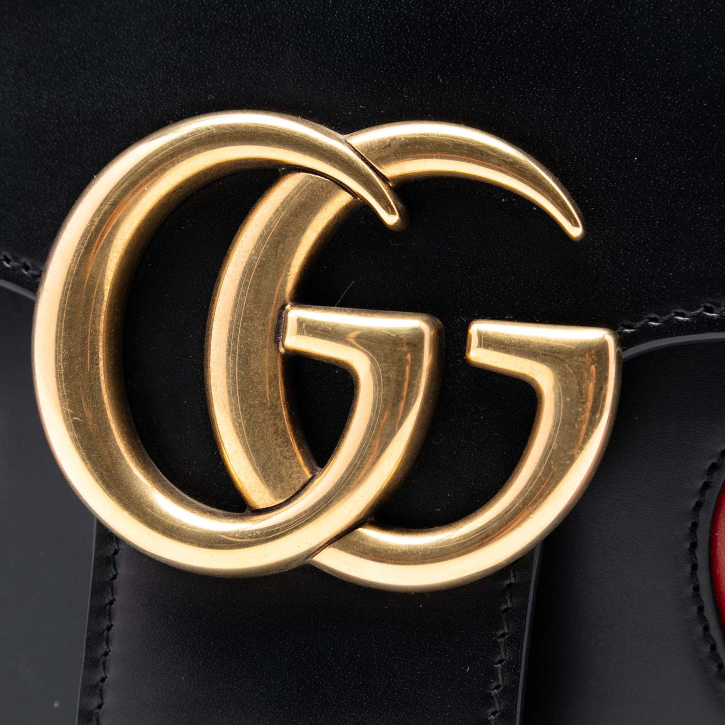 Gucci Medium GG Marmont Leather Malaga Kid Heart Patch Chain Flap