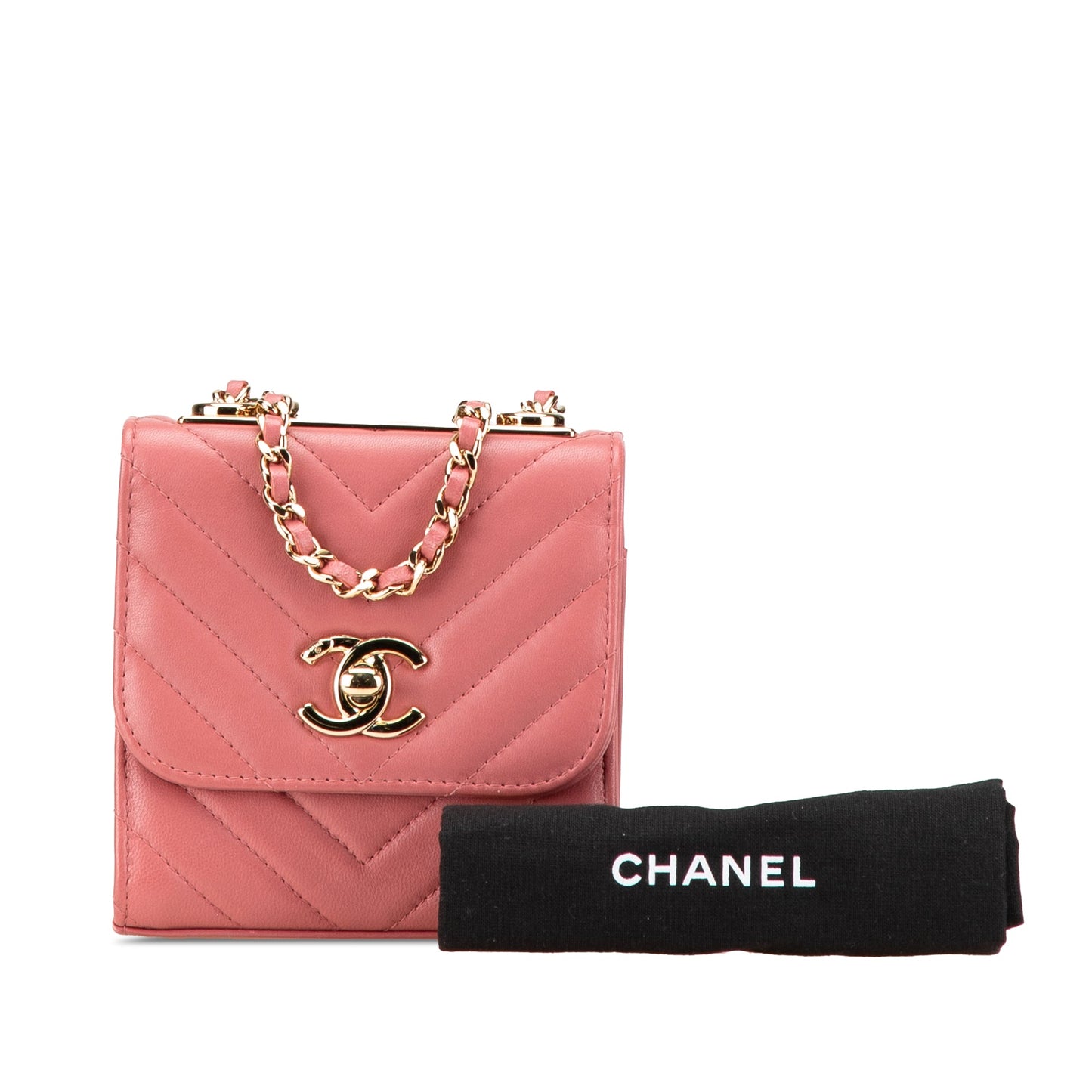 Chanel Mini Chevron Lambskin Trendy CC Chain Wallet