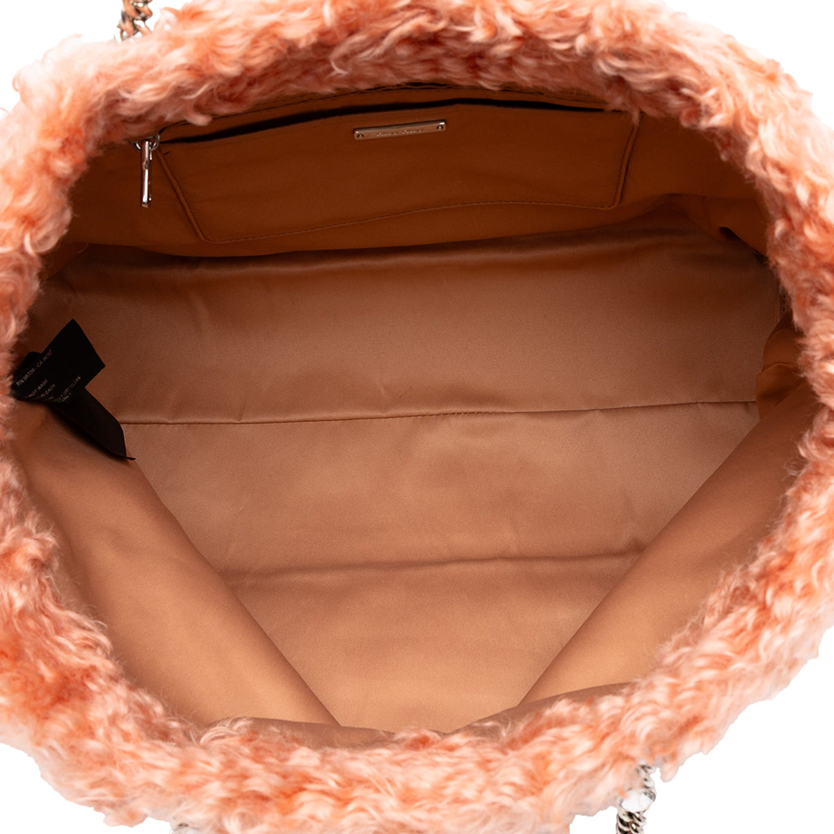 Miu Miu Eco Shearling Crystal Chain Tote — Pink
